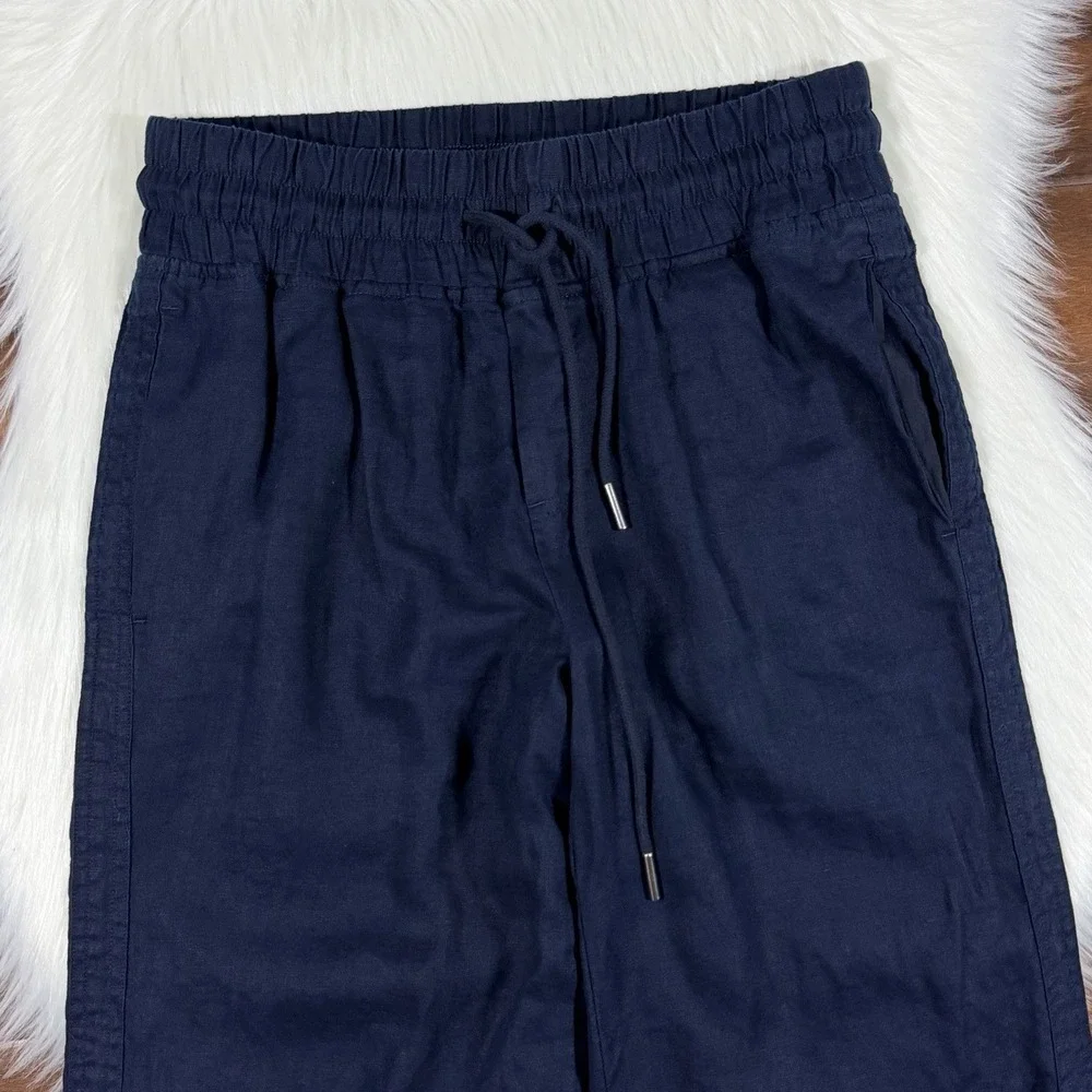 Quince Women's Size Small Navy Blue 100% European Linen Wide Leg Pants